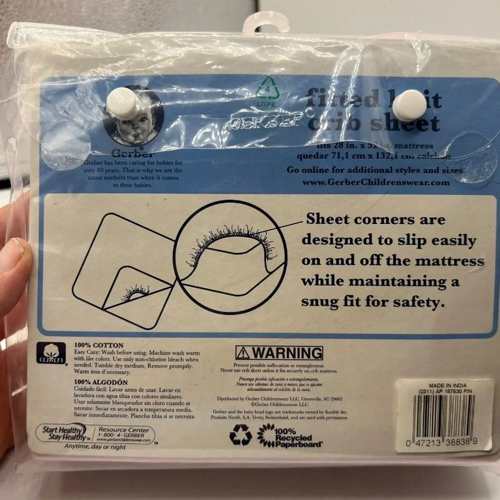 Gerber Single Pack Knit 100% Cotton Crib Sheet